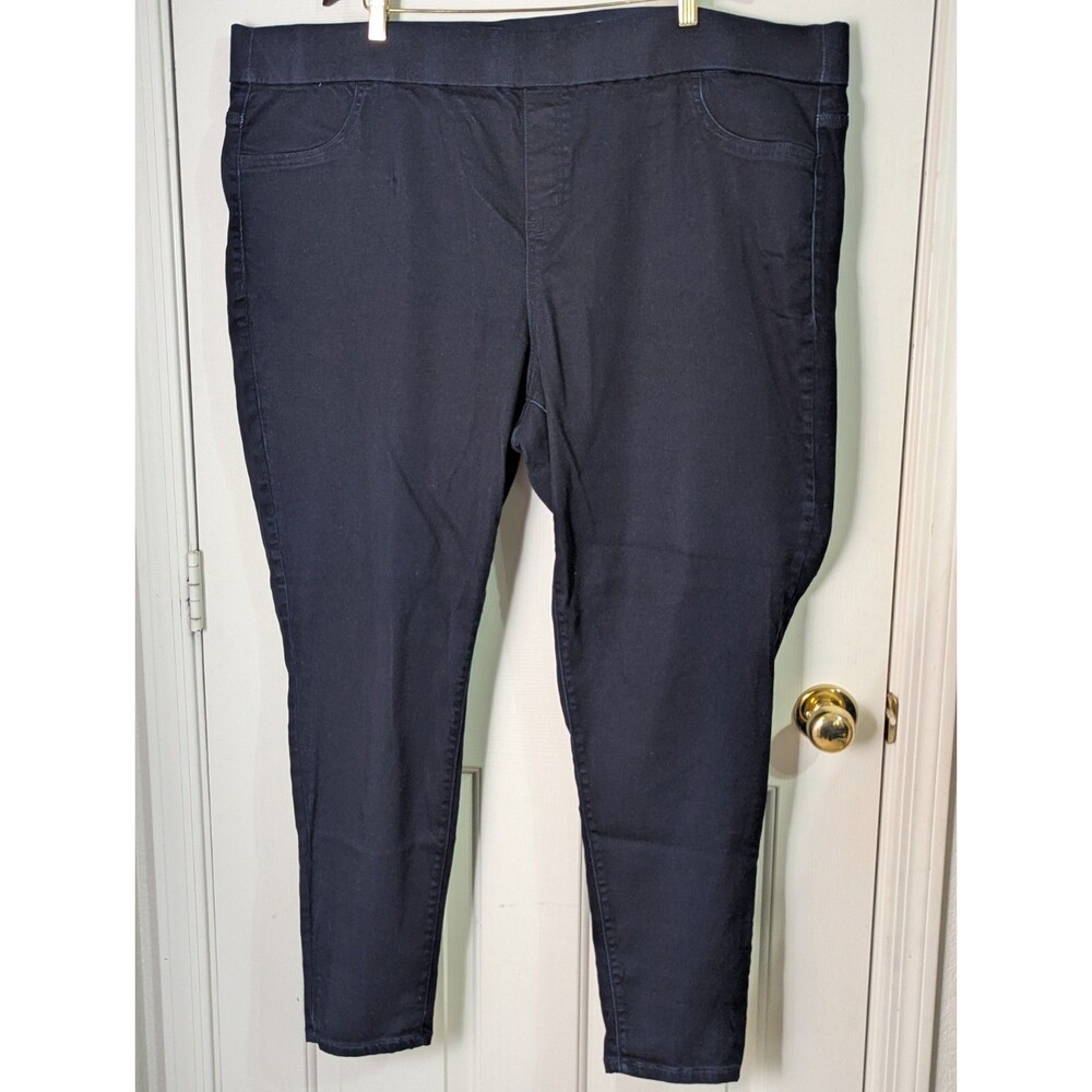 Lane Bryant High Rise Stretch Pull On Jeggings Womens 28 Dark Blue Denim Pockets